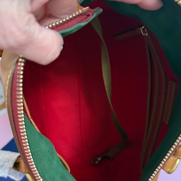 Dooney & Bourke Caramel Leather Satchel with Tassel - Picture 8 of 13